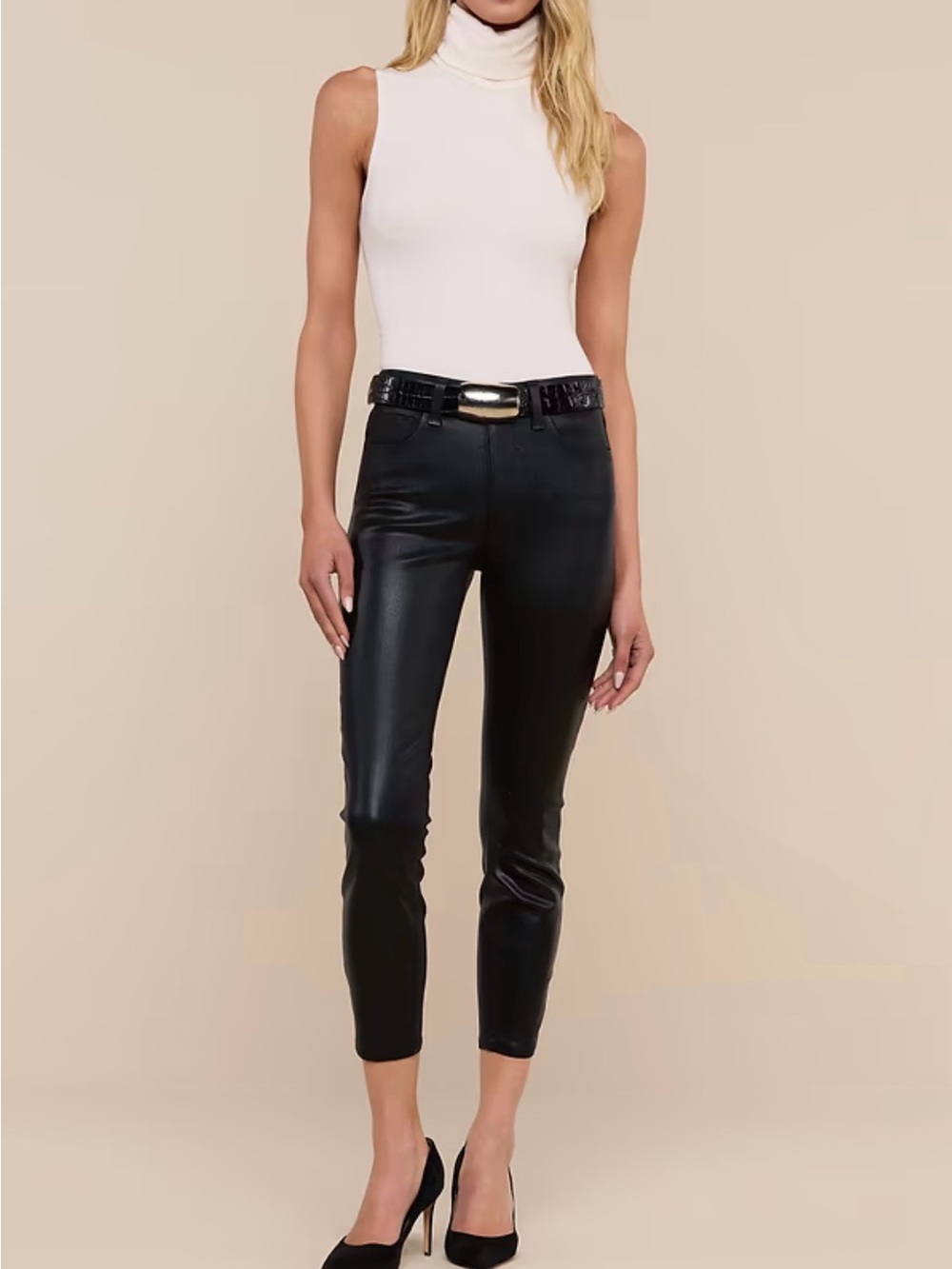 L'AGENCE Margot coated crop skinny jeans black 25